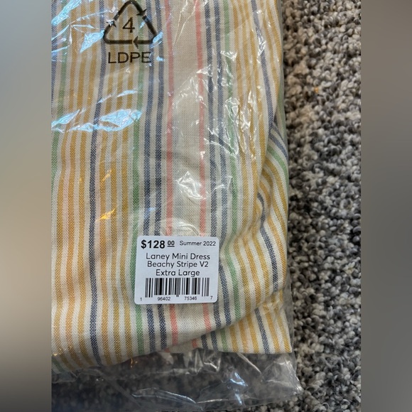 NWT Marine Layer Laney Striped Linen Mini Dress in Yellow Stripes Size XL - Picture 4 of 5